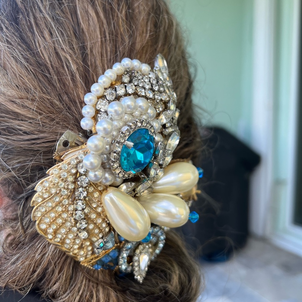One of a kind vintage handmade hair adornment